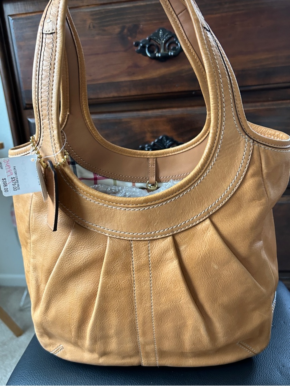 NWT Authentic Tan Leather COACH Ergo Hobo Bag.